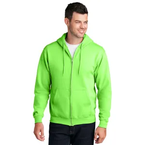 Port & Company® Core Fleece Full-Zip Hooded Sweatshirt - Neon Green