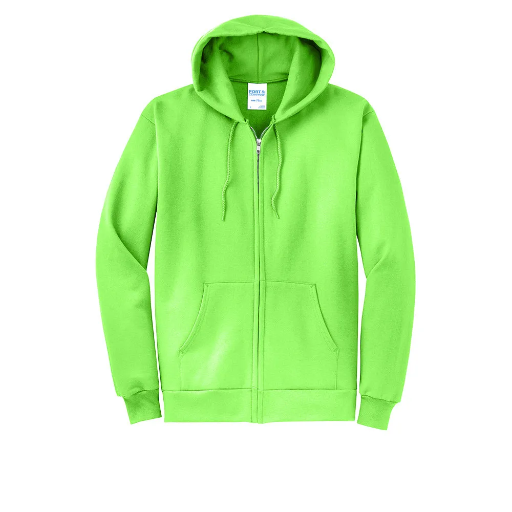 Port & Company® Core Fleece Full-Zip Hooded Sweatshirt - Neon Green