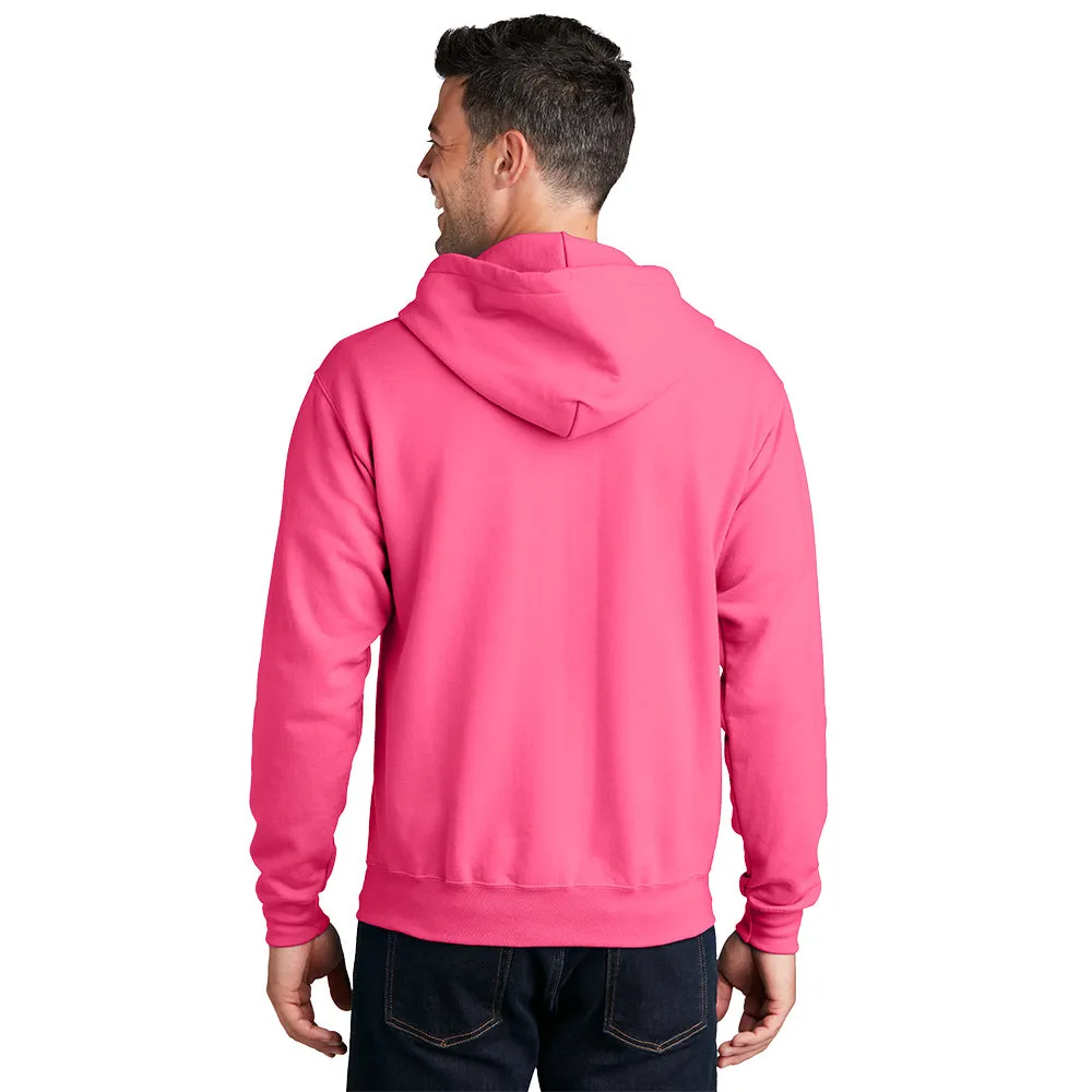 Port & Company® Core Fleece Full-Zip Hooded Sweatshirt - Neon Pink