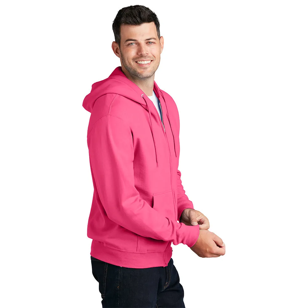 Port & Company® Core Fleece Full-Zip Hooded Sweatshirt - Neon Pink