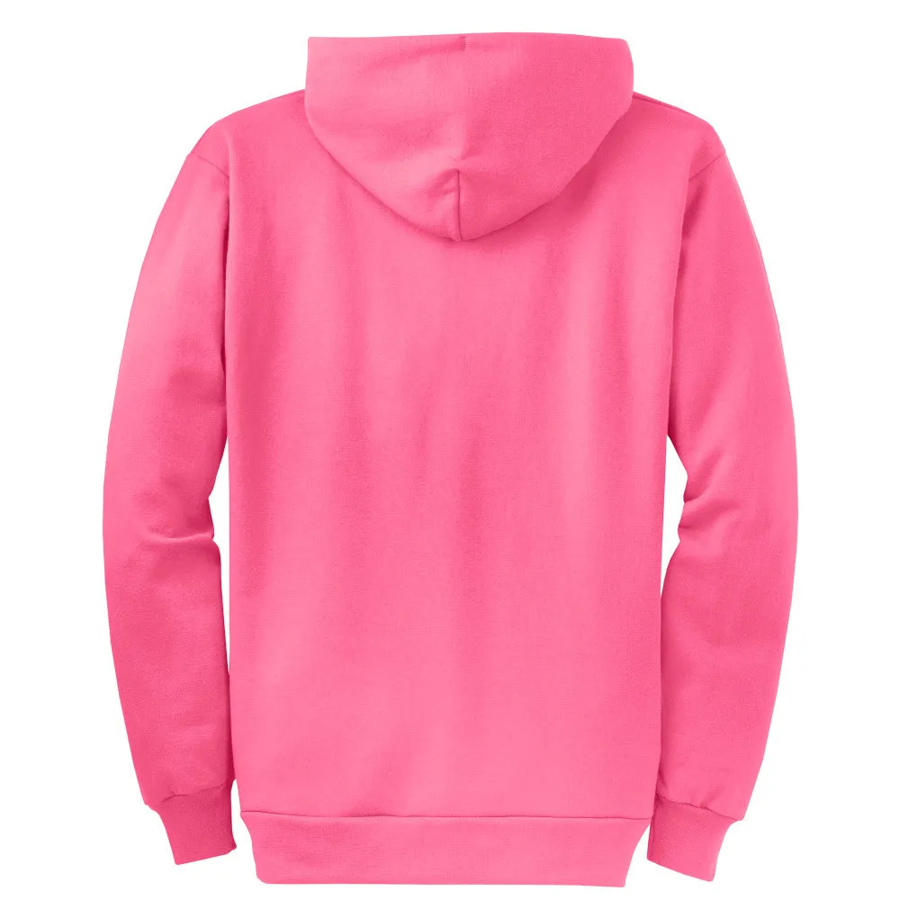 Port & Company® Core Fleece Full-Zip Hooded Sweatshirt - Neon Pink