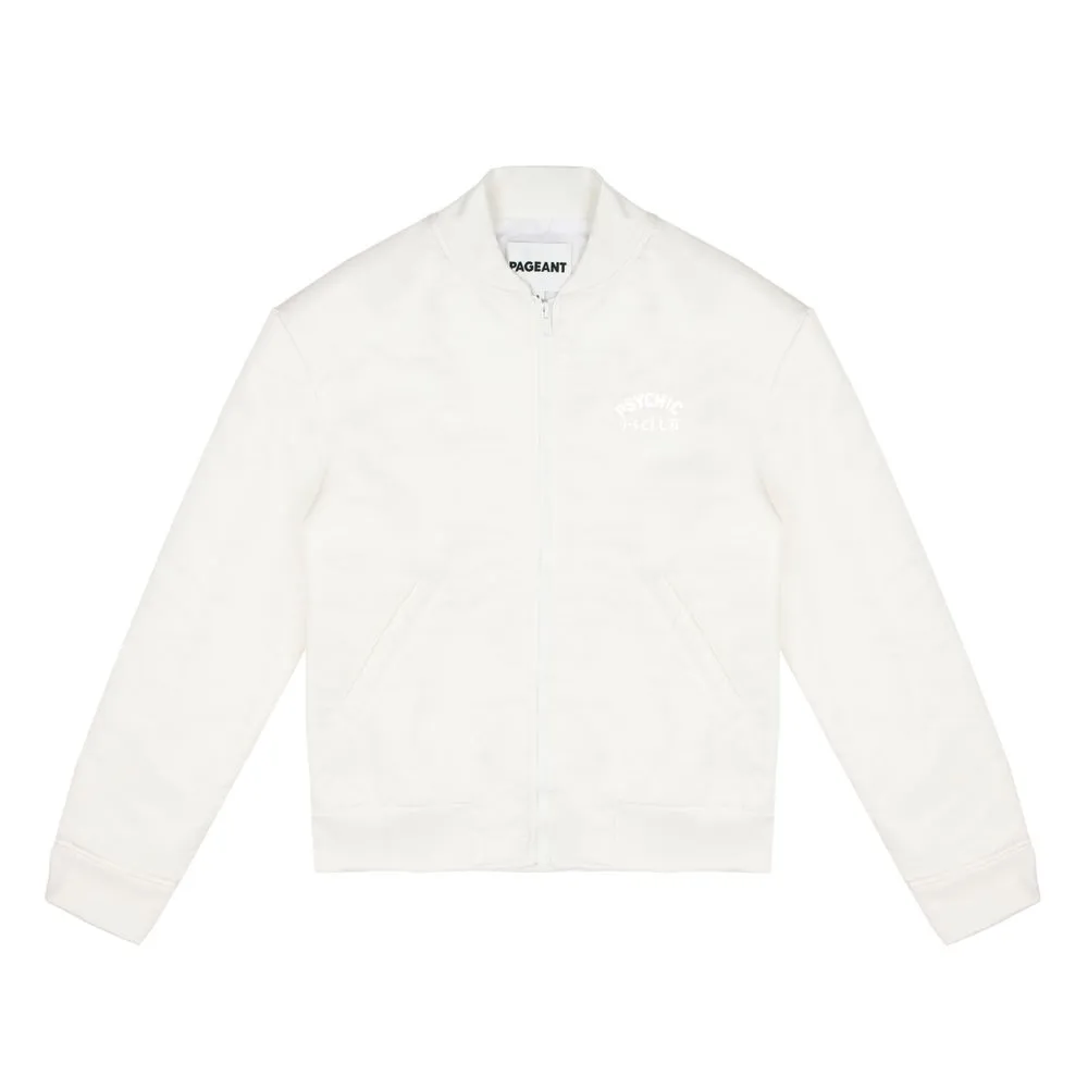 Psychic 9-5 Club Bomber Jacket – White with White Print