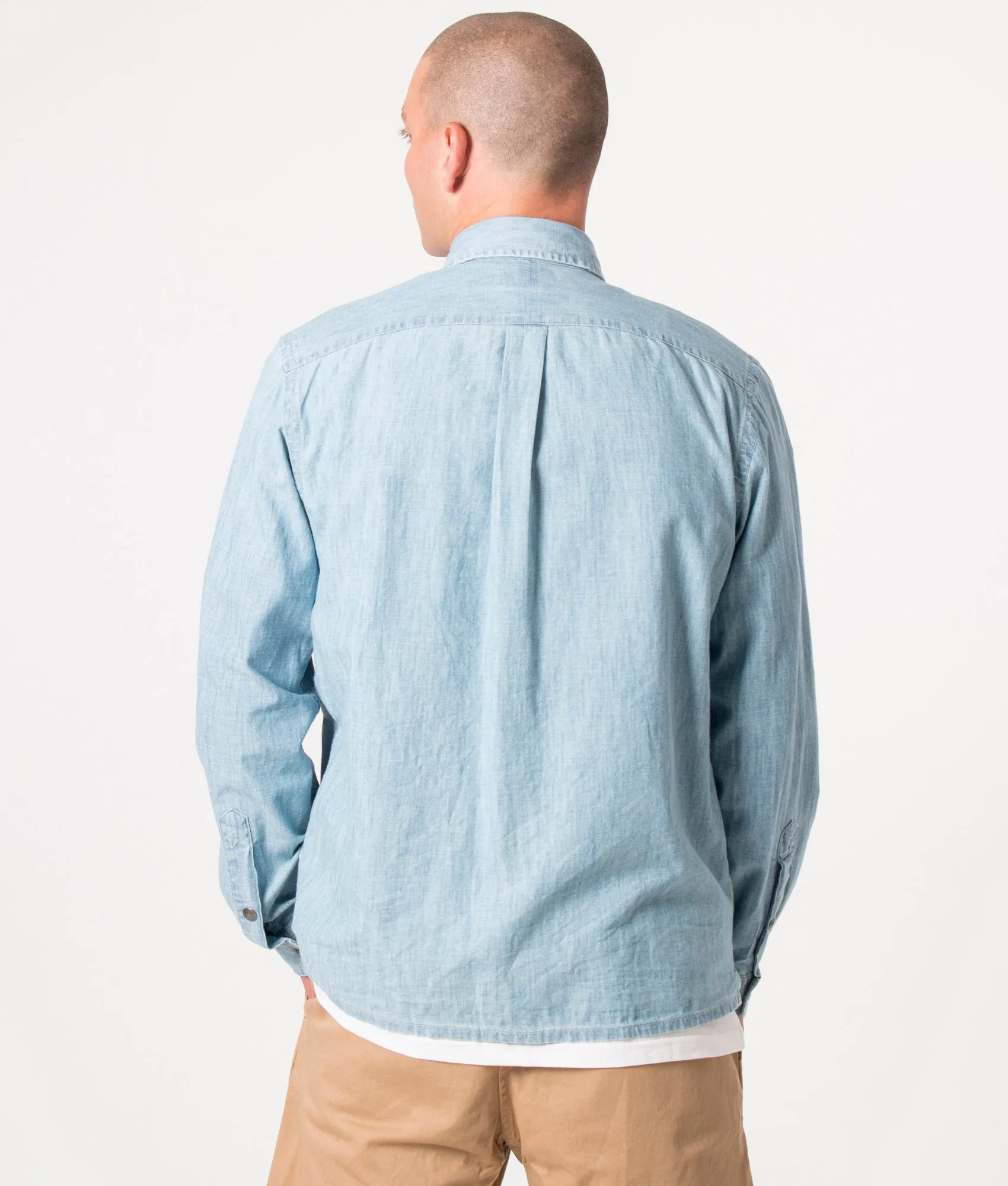 Relaxed Fit Zip Through Chambray Overshirt