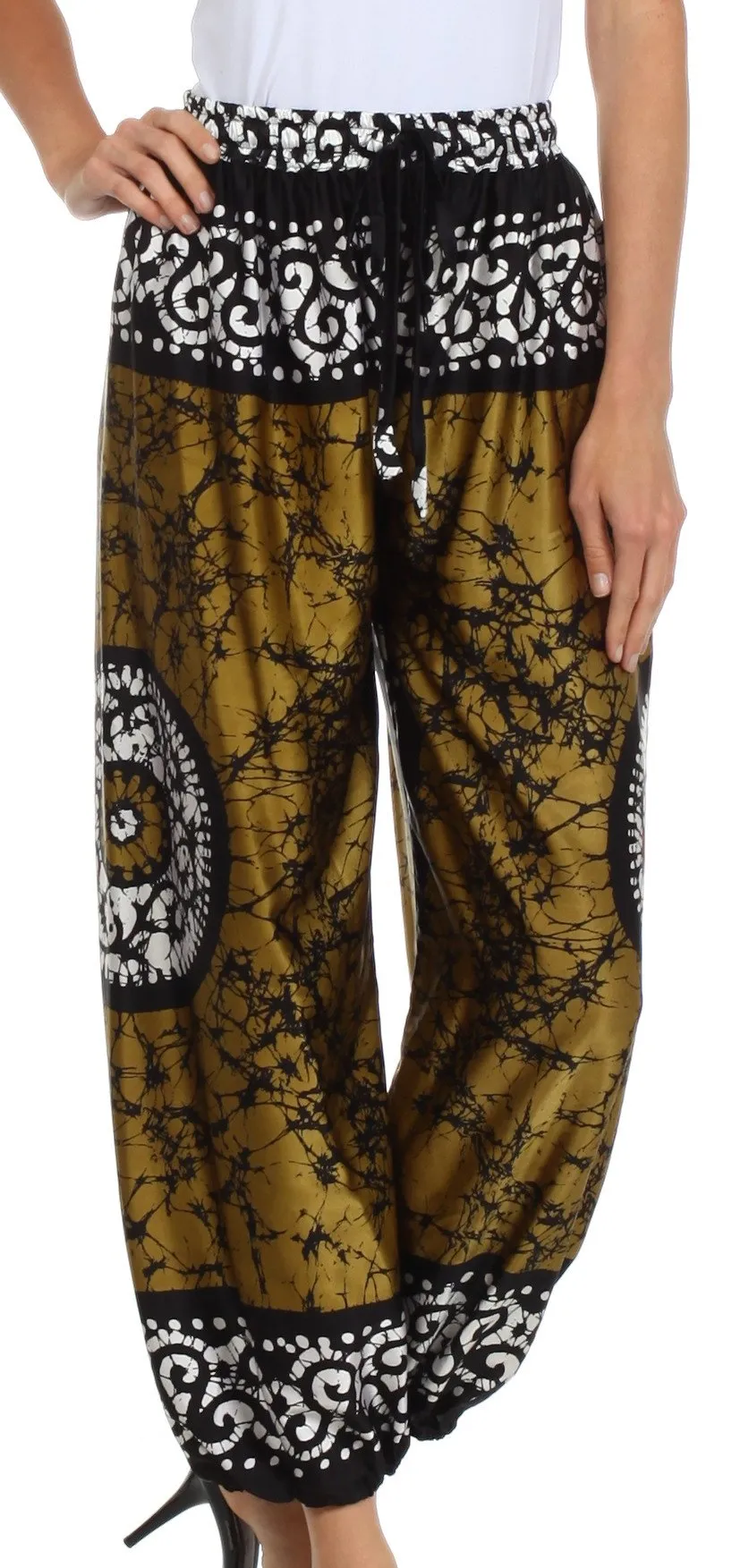 Sakkas Sephora Wide Leg Silky Harem Pants