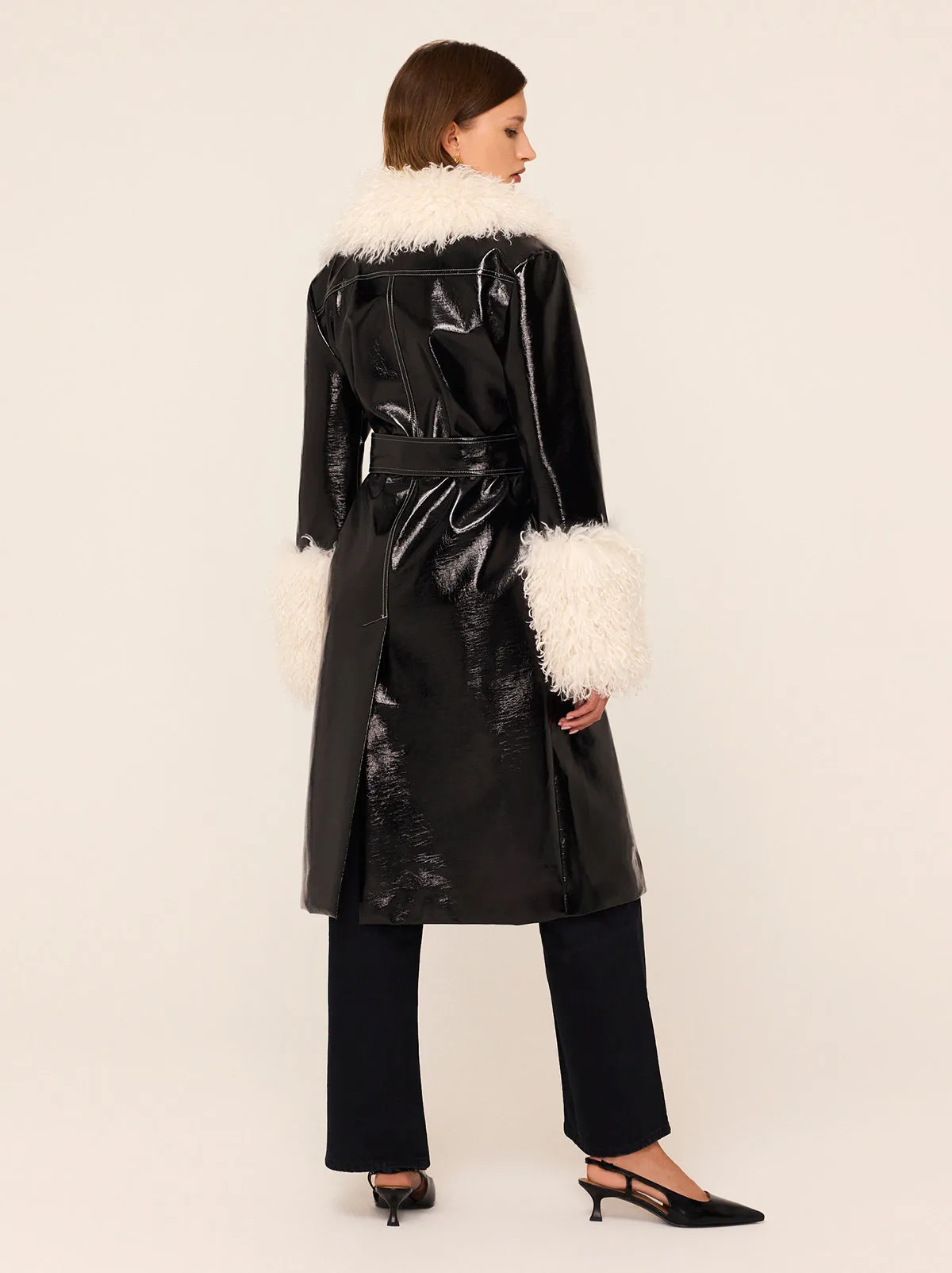 Simone Black Vinyl Coat