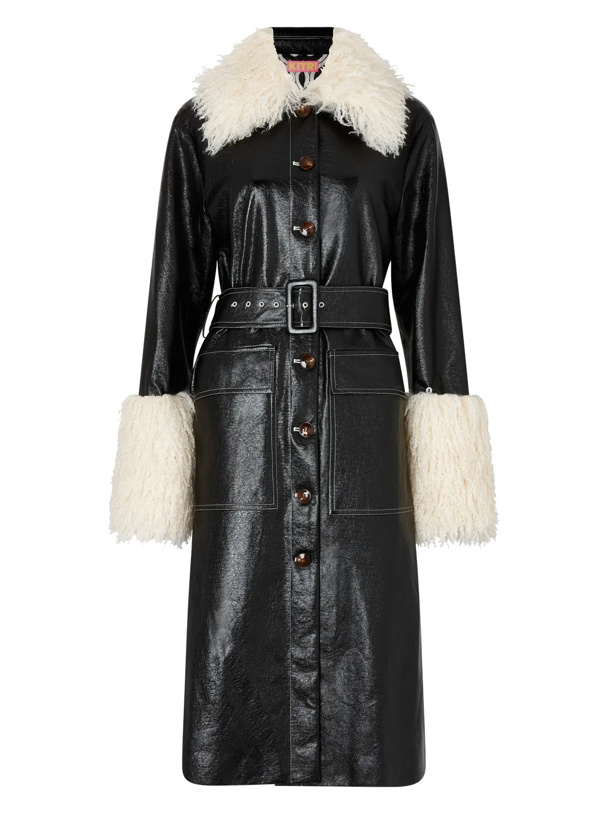 Simone Black Vinyl Coat