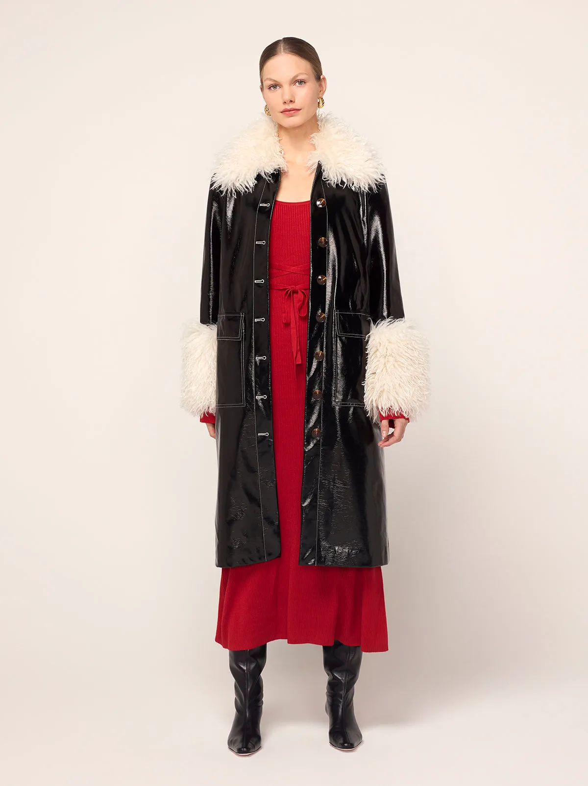 Simone Black Vinyl Coat