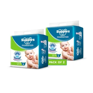 Supples Premium Diapers, Large (L), 124 Count, 9-14 Kg, 12 hrs Absorption Baby Diaper Pants