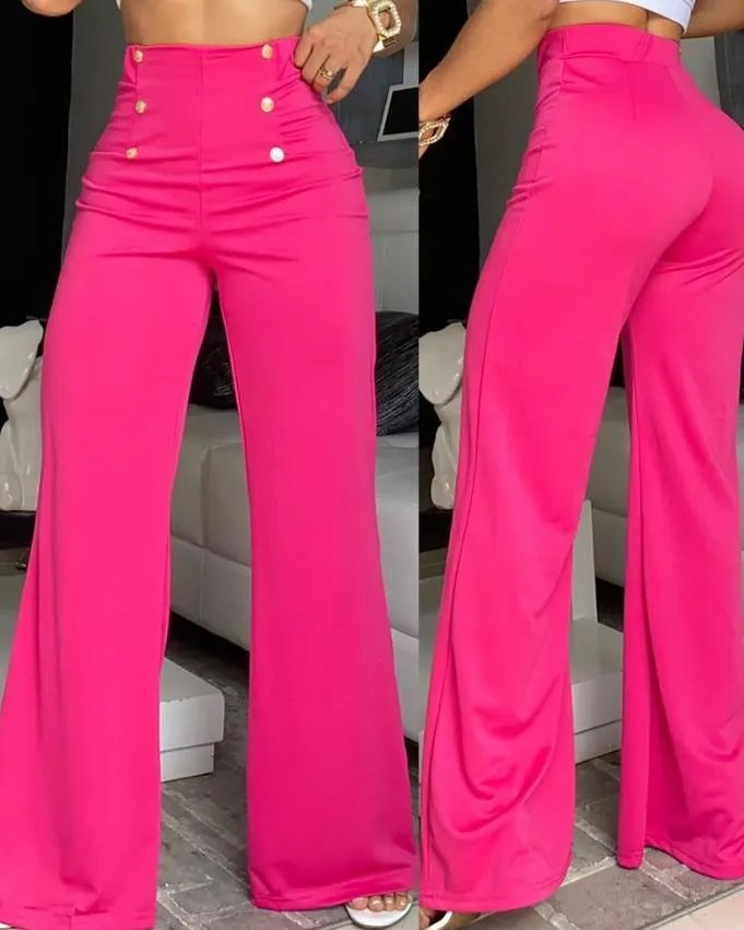 Trendy High Waist Wide Leg Bootcut Pants