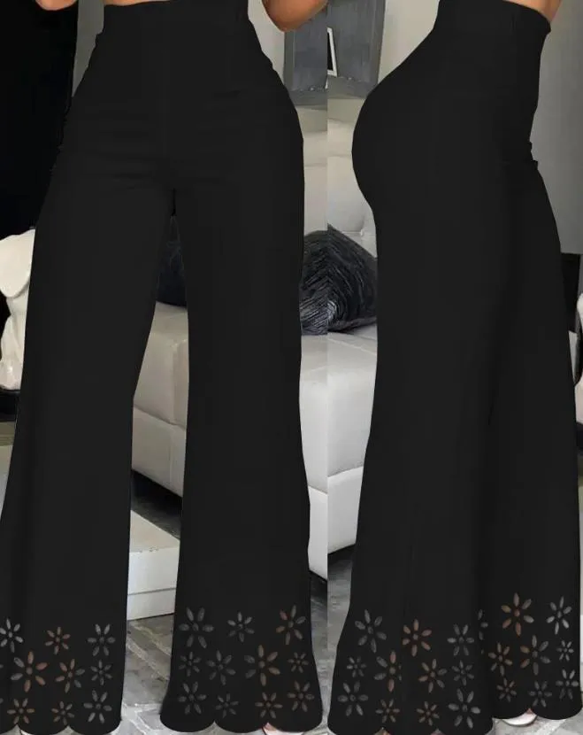 Trendy High Waist Wide Leg Bootcut Pants