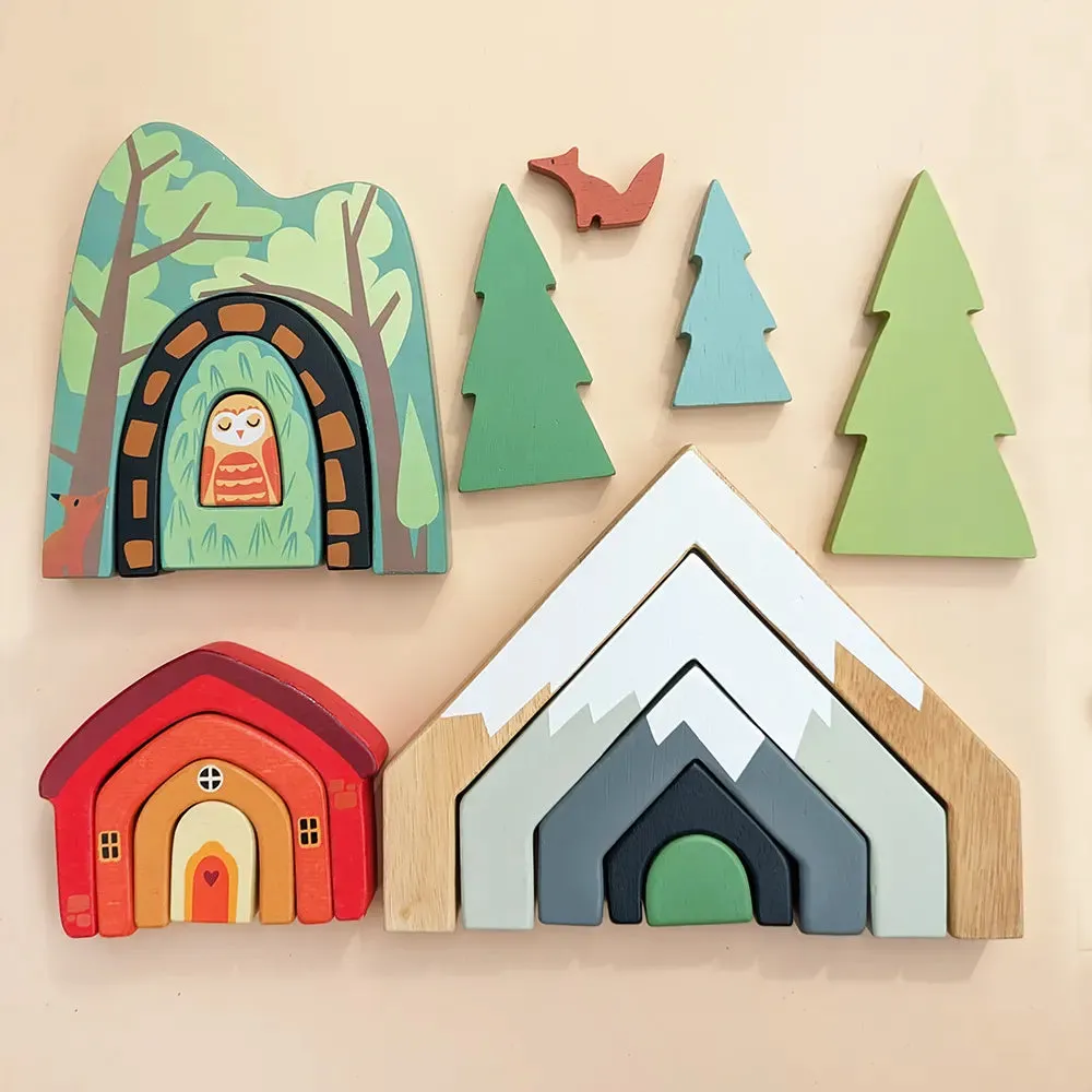 Wooden Fir Tops Tree Set