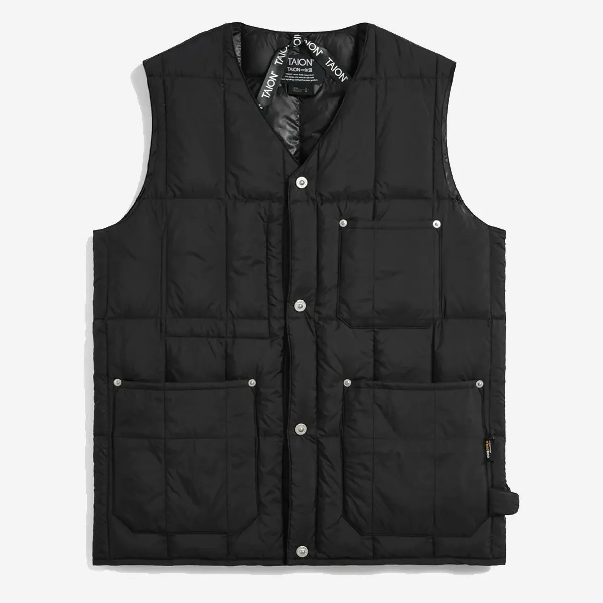 Work V-Neck Button Down Vest - Black